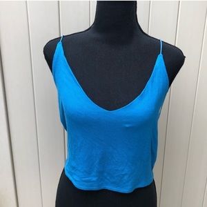 PACSUN Basics Blue Crop Tank Top NWT Large